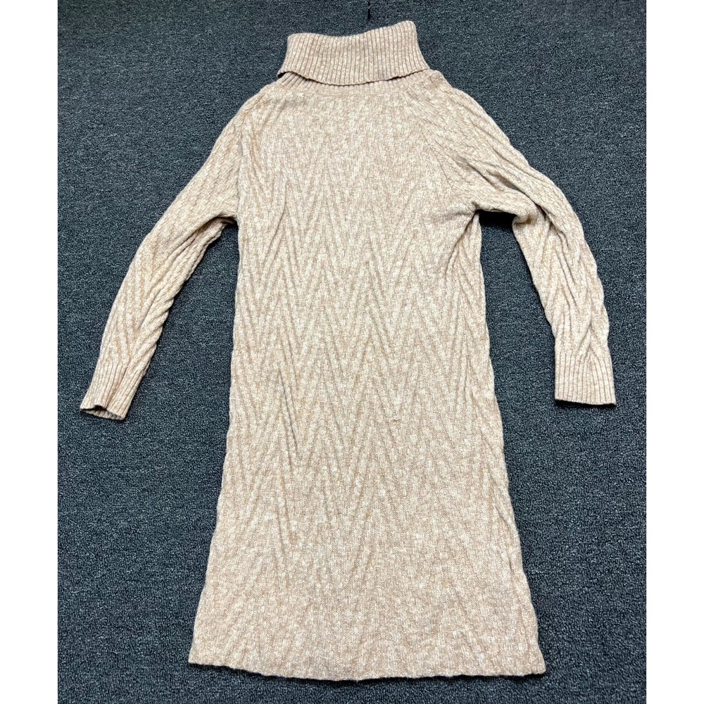 Emery Rose Sweater Women's Medium Tan Cable Knit Casual Long Sleeve Turtleneck